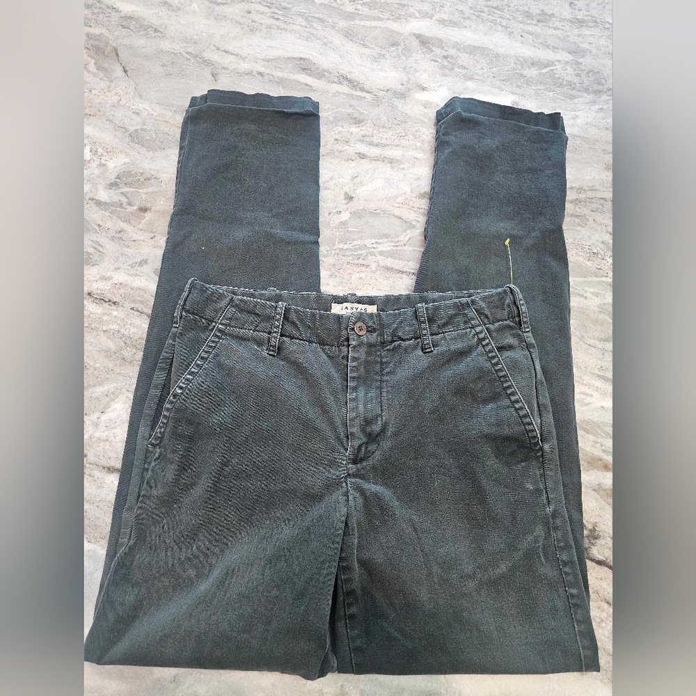 Canvas Lands End Pant Olive Green Cotton 28